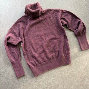 Madewell cashmere turtleneck sweater in deep-plum color. Size Medium.
